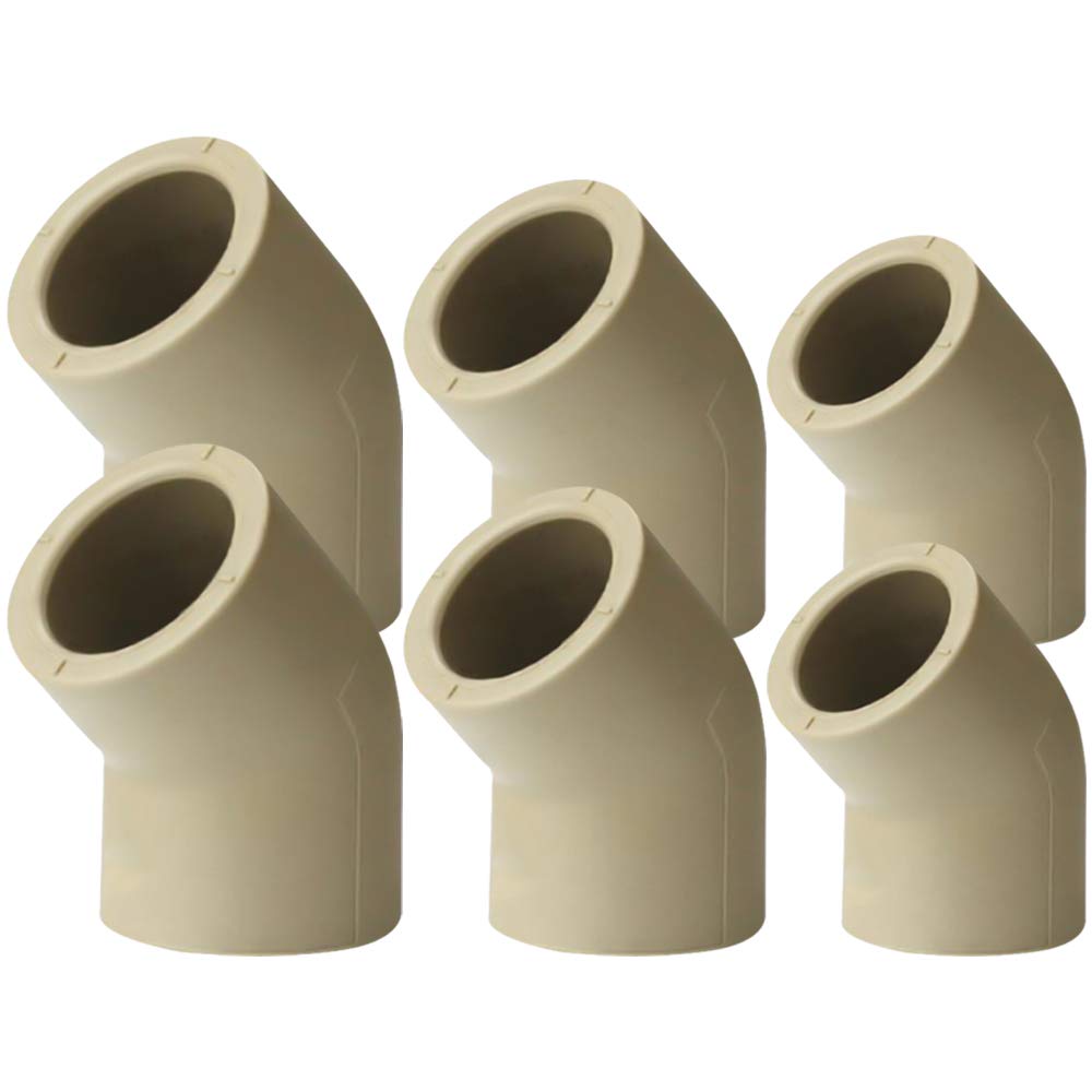 YOFASEN Water Pipe Connectors - 6 Pieces 20mm 25mm 30mm Dia 45 Angle Degree Elbow PPR Pipe Fittings Adapter Connector Hot Melt Tube