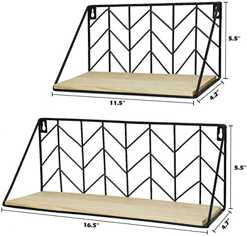TIMEYARD - Juego de 2 estantes flotantes de madera con diseño de flecha