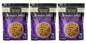 Saffron Road Crunchy Seasoned Chickpeas, Bombay Spice Flavor - Pack of 3, 6 Ounces each