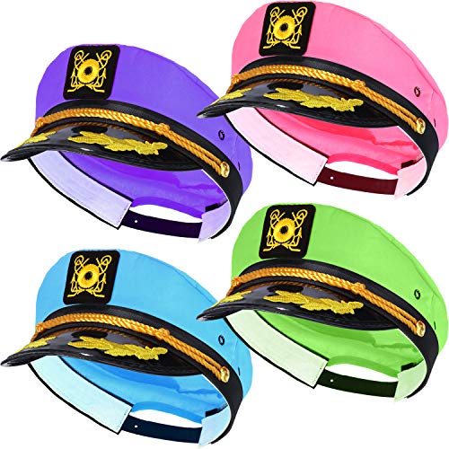 SATINIOR 4 Pieces Neon Captain Hats 