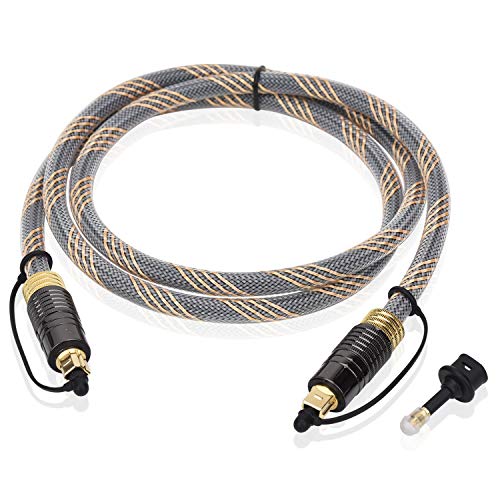 【LCYOUTH】光デジタルケーブル SPDIF Toslink トスリンク デジタルオーディオ オプティカルケーブル 24k金メッキ 高耐久 PS4/Xbox/サウンドバー/TVスピーカーなどに 光角型変換1個付 (銅, 5M)