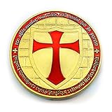 Knights Templar Cross Masonic Freemason Golden Coin + Case (LISTING O...