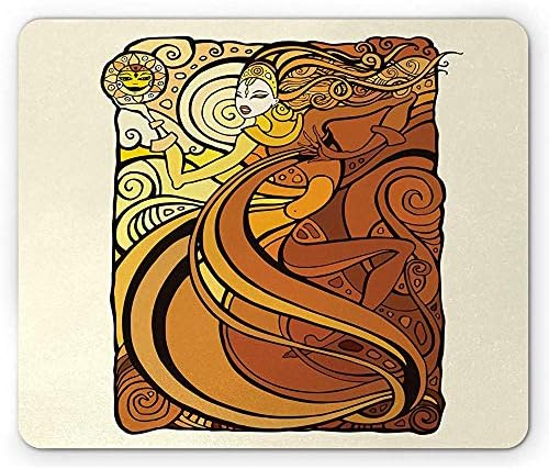 25X30cm,Tarot Mouse Pad,Woman Holding Sun on Abstract Boho Warm Colored Background