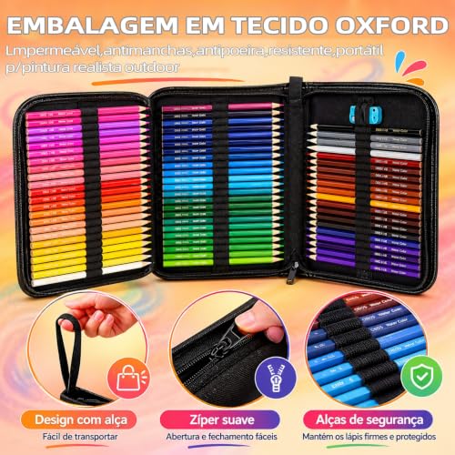 GODREAM Lapis de Cor Profissional, 120 Cores Mais Vivas, com Estojo Portátil, Lapis de Colorir Macio e Aveludado para Desenho, Pintura, Esboço e Escrita, Presente Criativo para Adultos e Iniciantes