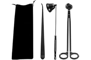 AuroTrends Candle Accessory Set, Candle Wick Trimmer Set, Candle Cutter, Candle Snuffer, Candle Wick Dipper with Storage Bag, 3 in 1 Candle Tool Kit, Great for Scented Candles Lovers (Matte Black)