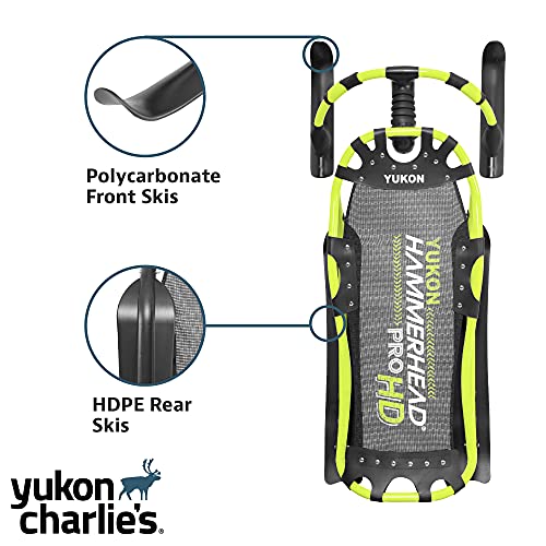 Yukon Hammerhead Pro HD Steerable Snow Sled with Aluminum Frame , Green