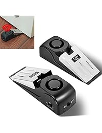 Tope para puerta EMDMAK con alarma con 120 dB. Tope de puerta con sirena para el hogar y para viajar, negro, 2 piezas