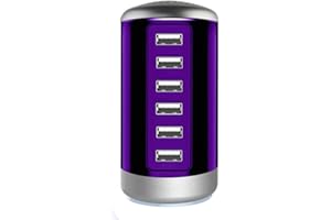 WYNESS Universal USB Charger 6-Port Desktop USB Charging Station Hub with Smart Identification Technology Compatible with iPhone iPad Cell Phone Tablets(Purple)