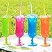 500 Pack - Sno-Cone Spoon Drinking Straws, Assorted Neon Colors Disposable Plastic Straw, 7-1/4\