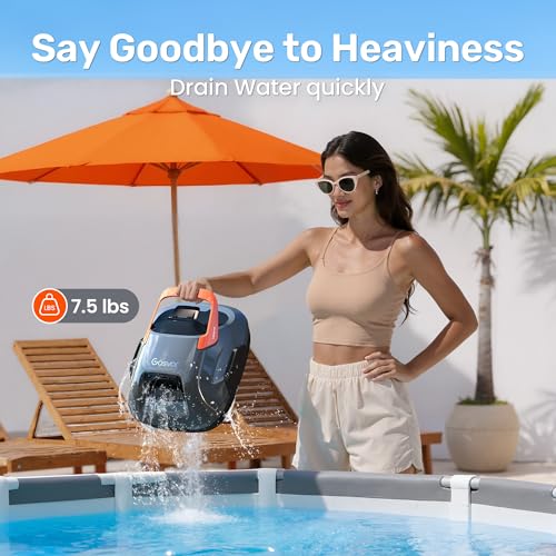 Gosvor Cordless Robotic Pool Cleaner, 90 Min Runtime Pool Vacuum, Self-Parking, 7.5 lbs Lightweight, Ideal for Above Ground Pools up to 860 sq.ft