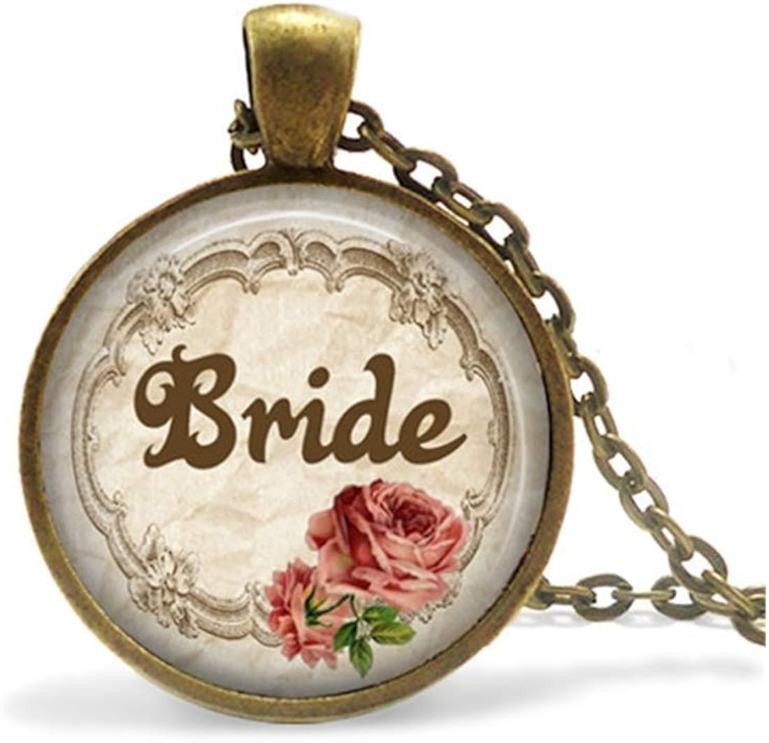 Bride Necklace, Bridal Shower Necklace, Bride Glass