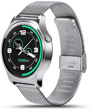 GW01 Smart Watch IPS Full Round Screen Bluetooth 4.0 Heart Rate Monitor Pedometer compatible Life Waterproof Sports smartWatch for iPhone huawei Android IOS Phones (Silver Metal)