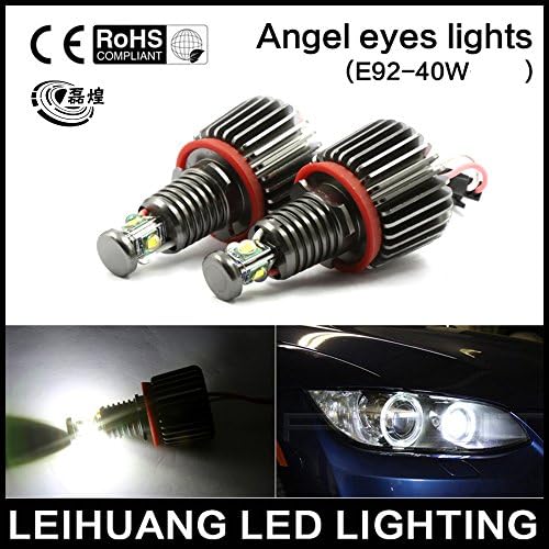 LEIHUANG LED Light 40W H8 HID Xenon 6000k Angel Eyes Halo Ring E60 E70 E90 E92
