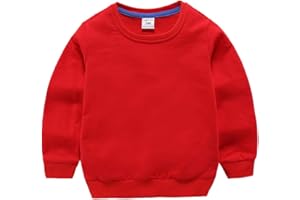 DCUTERQ Boys' Crewneck Thin Sweatshirt Girls Sport Long Sleeve Cotton Pullover Tops Kids Toddler Solid T-Shirt