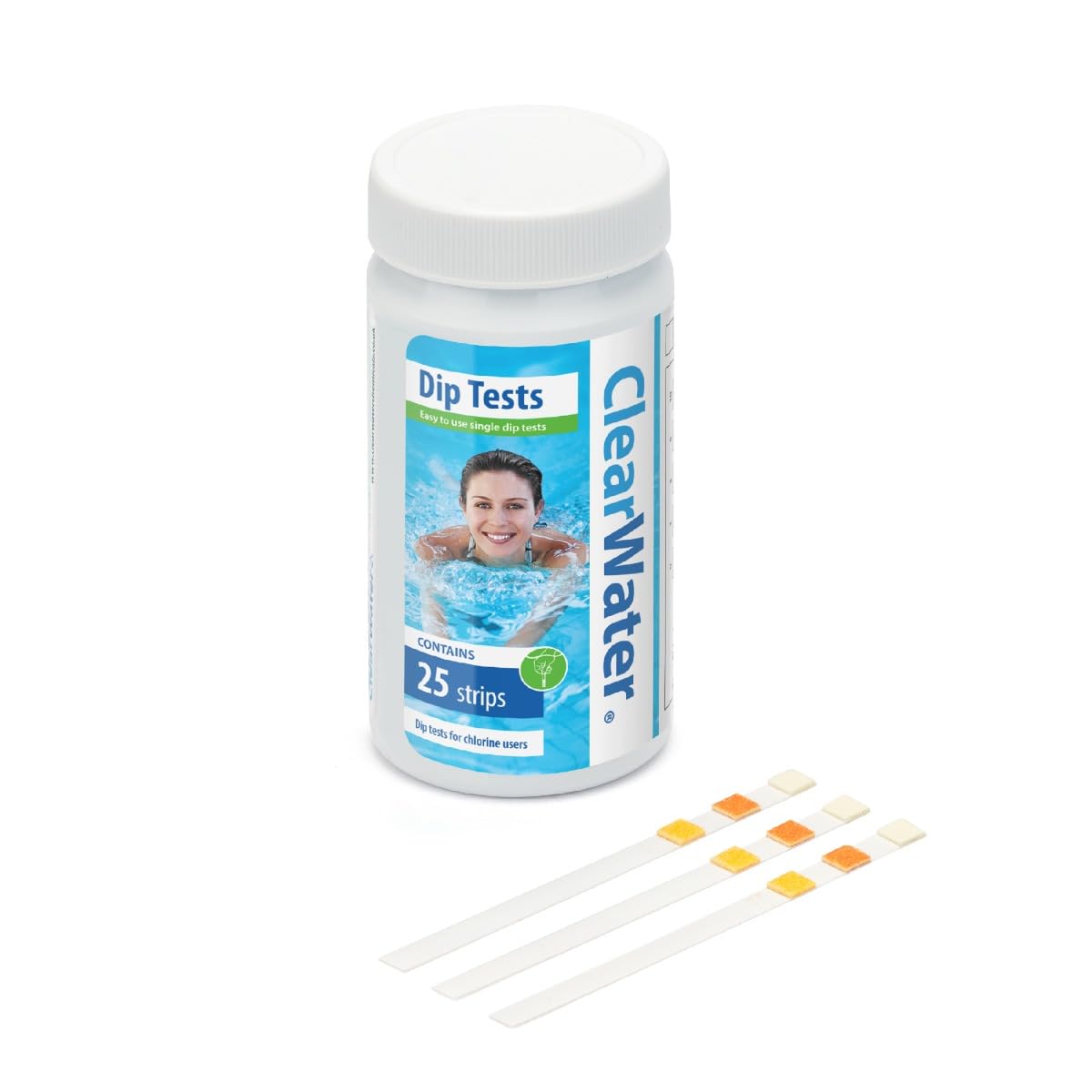 Clearwater Hot Tub, Pool and Spa Test Strips x 25-3 in 1 - Measures Chlorine, PH and Total Alkalinity