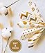 100 Gold Foil Cocktail Napkins | 5 Assorted Designs Folded 5 x 5 Inches Disposable Party Napkins Beverage Napkins | Bulk White Paper Napkins Are Perfect for Dinner, Wedding, Baby Shower, Bridal Shower