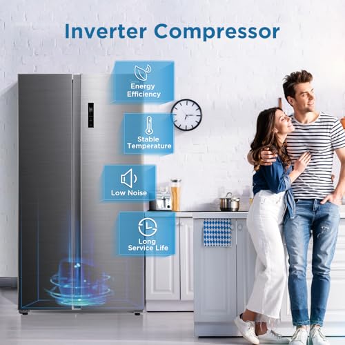Midea 710L Gross & 510L Net Side By Side 2 Door Refrigerator, Frost Free Fridge Freezer With Humidity Control, Electronic Touch Screen, Inverter Quattro, Adjustable Door Racks, Silver MDRS710FIE46AED