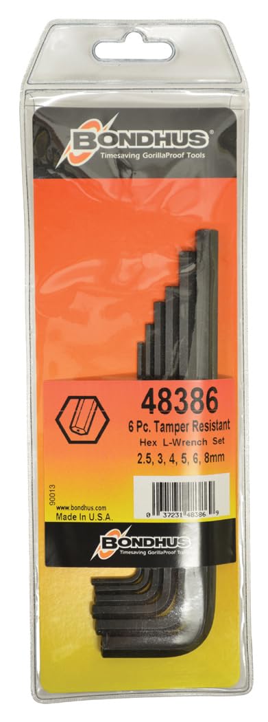Photo 1 of Bondhus 48386 Tamper Resistant Hex L-Wrenches, Set of 6, Multicolor, One Size