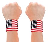 American Flag 2 Wrist Sweatbands USA Team Apparel Accessory Merica Sweatbands