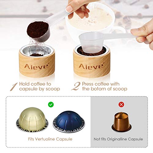 AIEVE 80 Stk Aluminiumfolie Deckel Zubehör für Wiederverwendbare Kaffeekapseln mit Halter Kaffeepinsel Dosierlöffel… – Bild 5