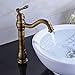 Rozin Single Hole Deck Mounted Bathroom Countertop Faucet One Handle Vessel Sink Mixing Tap Antique Brass