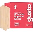 Comfy Package [1000 Count] Jumbo 6 Inch Wooden Multi-Purpose Popsicle Sticks, Craft Sticks for ICES, Ice Cream, Waxing, Tongue Depressor Wood Sticks