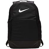 Nike Brasilia Medium Training Backpack for Women and Men with Secure Storage & Water Resistant Coating, Black/Black/White