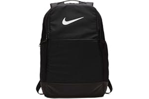 Nike Brasilia Medium Training Backpack for Women and Men with Secure Storage & Water Resistant Coating, Black/Black/White