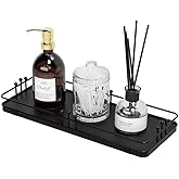 Pursura Bathroom Vanity Tray for Countertop Toiletries Perfume Makeup Soap Dispenser Toilet Tank, Kitchen Tray for Salt Spice, Black Decor Tray for Candle Nightstand Coffee 11.3”x 4.4”