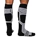 Pure Athlete Snowboard Socks - Comfortable Warm Outdoor Socks for Skiing and Snowboarding - Warm Board Socks, Ski Socks for Men and Women (Black-White-Silver, Large)