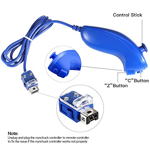 Maliralt Wii Remote Controller and Nunchuck for Nintendo Wii/Wii U, LP02 Wii Wireless Controller with Joystick Silicone Case and Wrist Strap Build-in Vibration Motor - Indigo (Third-Party Made)