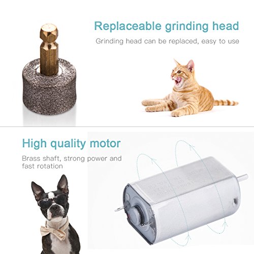 DIGDAN Dog Nail Grinder, Electric Pet Nail Grinder with USB Fast Charging for Gentle Painless Paws Grooming, Portable Nail Trimmer for Dogs, Cats and Other Animals - Thumbnail 2