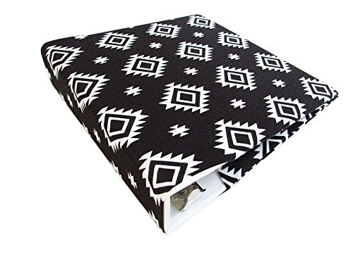 3 Ring Binder Cover BLACK and WHITE SOUTHWEST Stretch Fabric for 2"-3" Wide Binder (Cover Only), Planner Binder Accessories