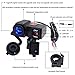BlueFire Waterproof 5V/2.1A Dual USB Charger Socket Motorcycle Handlebar Clamp Power Adapter Charger USB Charging System with Cigarette Lighter Socket and Voltmeter for Phones/Tablets/GPS