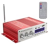 WINGONEER Mini Bluetooth Hi-Fi Stereo Audio AMP Amplifier Bass Booster MP4 12V Support FM/MP3/TF/USB/DVD for Car Motorcycle Car Auto CD DVD