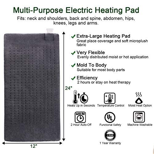 TechLove Extra Large Electric Heating Pad with Fixation Strap For Neck Shoulder and Back Pain Relief King Size 12\