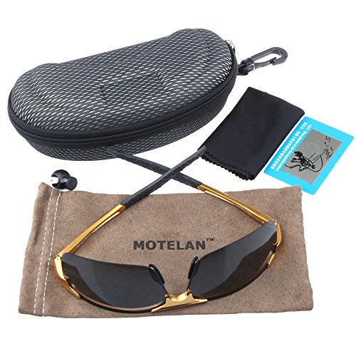 MOTELAN Men's Polarized Sunglasses for Driving Fishing Golf Metal Glasses UV400 Gold - Thumbnail 5