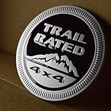 zorratin Silver Metal Trail Rated 4x4 Round Emblem Badge Mountain for Jeep Wrangler Side Rear Trunk Tailgate Hatch