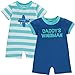Wan-A-Beez Baby Boys' 2 Pack Graphic Short Sleeve Romper (18 Months, Blue Airplane)
