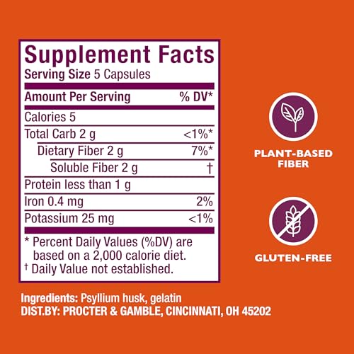 Metamucil, Psyllium Husk Capsules, 300 Capsules, 3-in-1 Fiber Supplement, Daily Psyllium Husk Fiber Capsules Help Support Digestive Health by Promoting Regularity*, Help Supplement Daily Fiber Intake