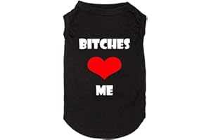 WEOKWOCK Dog Clothes Puppy T Shirt Vest Soft and Light-Weight for Small Large Dogs with 'Bitches Love ME' Slogan Prining Pet Apparel(XX-Large,BC-Black01)