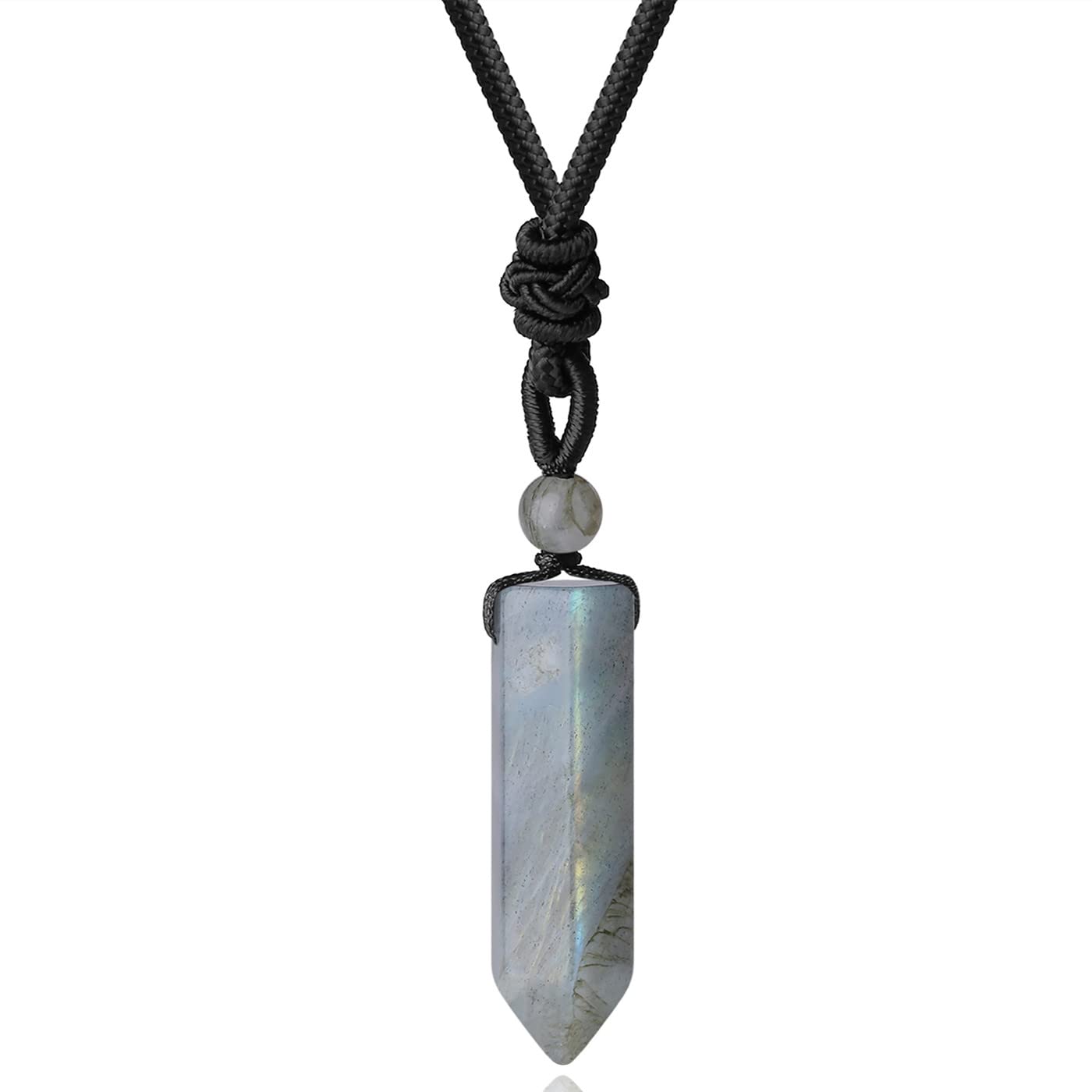 XIANNVXI Labradorite Moonstone Necklace Moonstone Gemstone Stone Pendant Healing Crystals Necklace Mens Jewellery