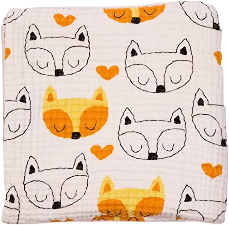 Forever Blanket - Luxurious 4-Layer Organic Cotton Muslin Infant-to-Toddler Blanket- Friendly Foxes