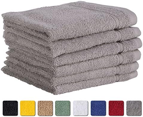6-Piece Washcloth Towels SET Affordable Premium Quality 100% Turkish Cotton | Silver Grey