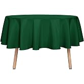 sancua Round Tablecloth 48 Inch Fits 20-36 Inch Tables, Hunter Green | Water Resistant, Spill Proof, Washable Polyester Cloth Cover, For Dining Tables, Buffet Parties and Camping