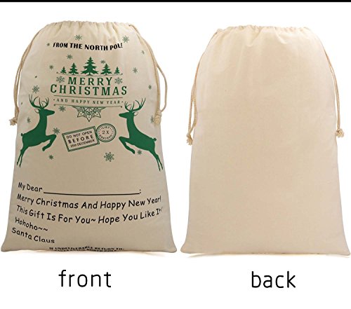 Bonison Christmas Bag Santa Sack Canvas Bag for Gifts Santa Sack Special Delivery Extra Large Size 27.6"x19.7" (White Pattern 0) - Thumbnail 6