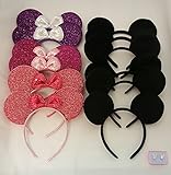 1 X Lot of 12 Mickey Mouse Ears Solid Black Headband Minnie Birthday