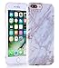 BAISRKE Shiny Rose Gold White Grey Marble Design Clear Bumper Matte TPU Soft Rubber Silicone Cover Phone Case Compatible with iPhone 7 Plus/iPhone 8 Plus [5.5 inch]