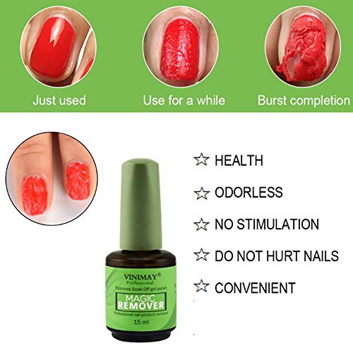 Magic Nail Polish Remover,Professional Removes Soak-Off Gel Polish in 3-5 Minutes,Easily & Quickly,Don't Hurt Your Nails