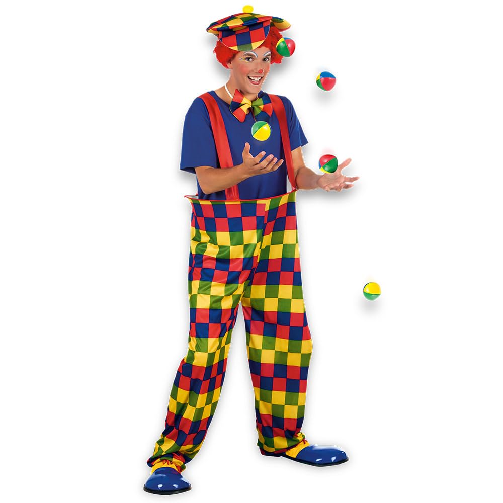 Bonbon Clown Mens Fancy Dress Circus Colourful Carnival Fun Adults Costume